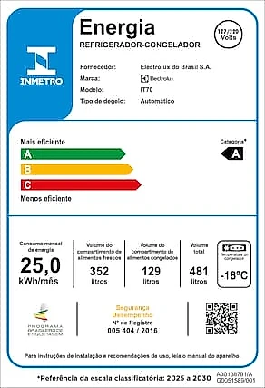 Geladeira Electrolux Frost Free Inverter 480L IT70 Efficient AutoSense Duplex Painel Digital Branca Bivolt