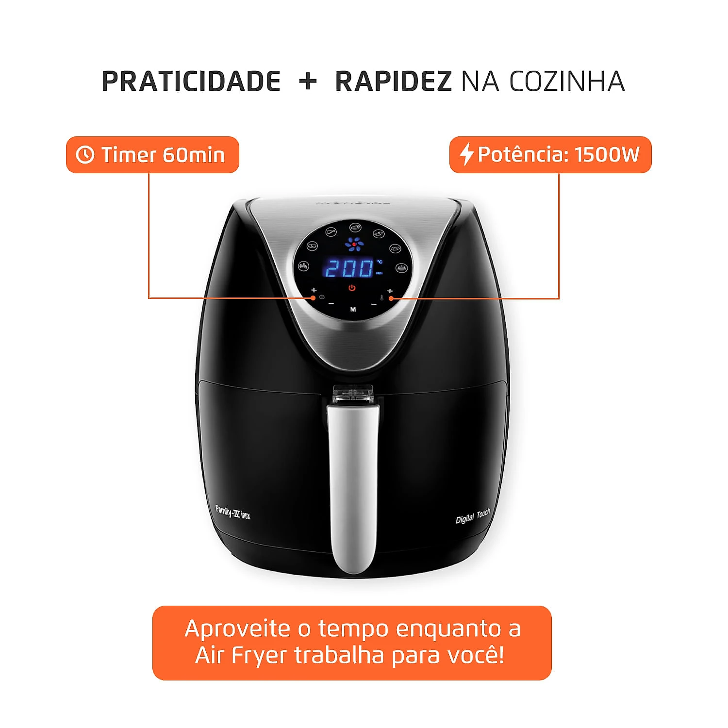 Fritadeira Elétrica Mondial Family IV Inox Digital Touch  AF-30-DI 127V