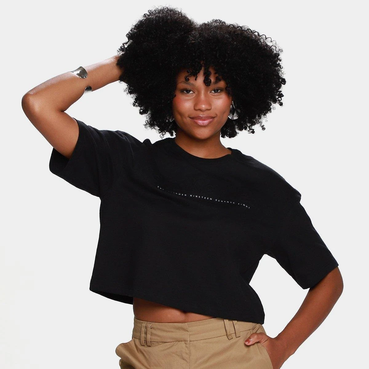 Camiseta Cropped Calvin Klein Embossed Feminina