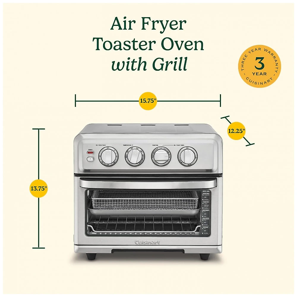 Forno de Convecção e Fritadeira de Ar Cuisinart com Grelha, 1800W 81 Forno de Ar com Função Grelha, Assar, Convecção, Grelhar