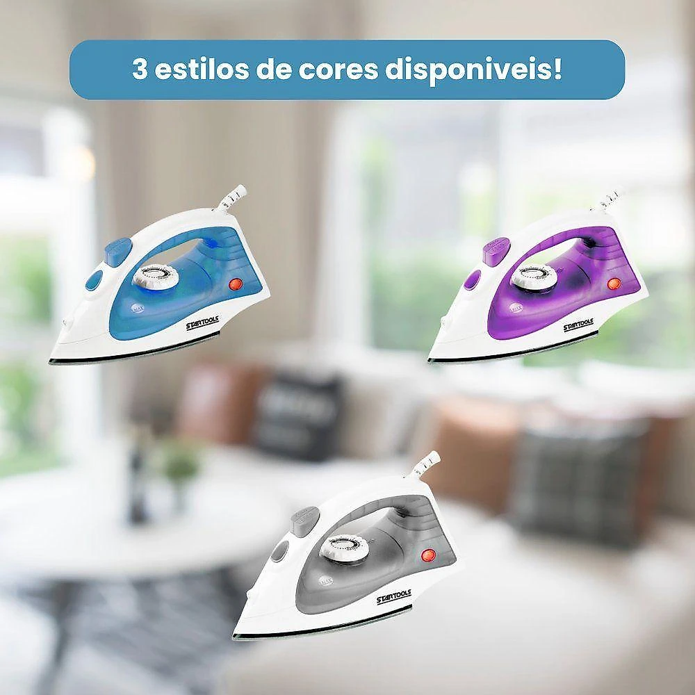 Ferro de Passar a Vapor Premium Startools 1500W Azul 220V
