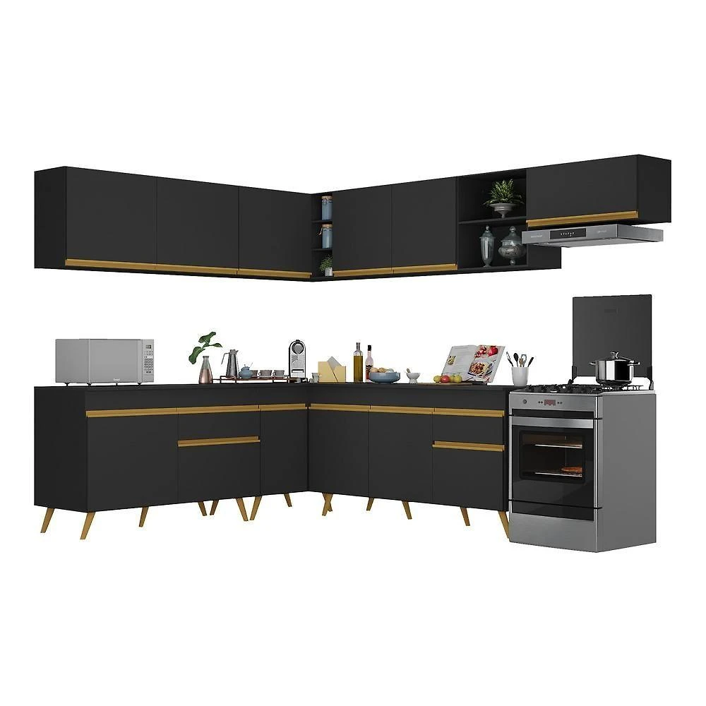 Armário De Cozinha Completa De Canto V268 Dourado