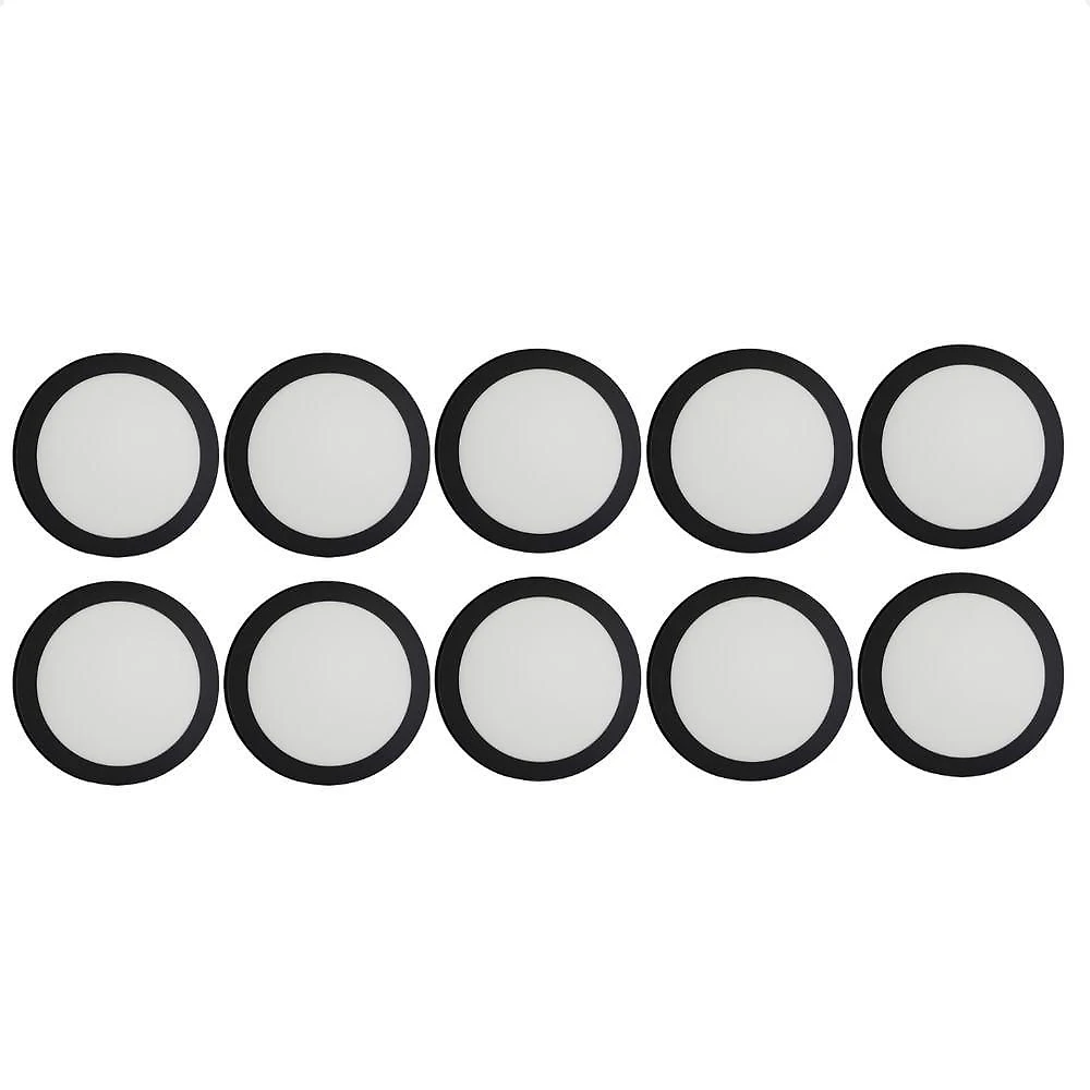 Kit 10 Painéis LED Redondo 24W Embutir 6500K Preto Taschibra