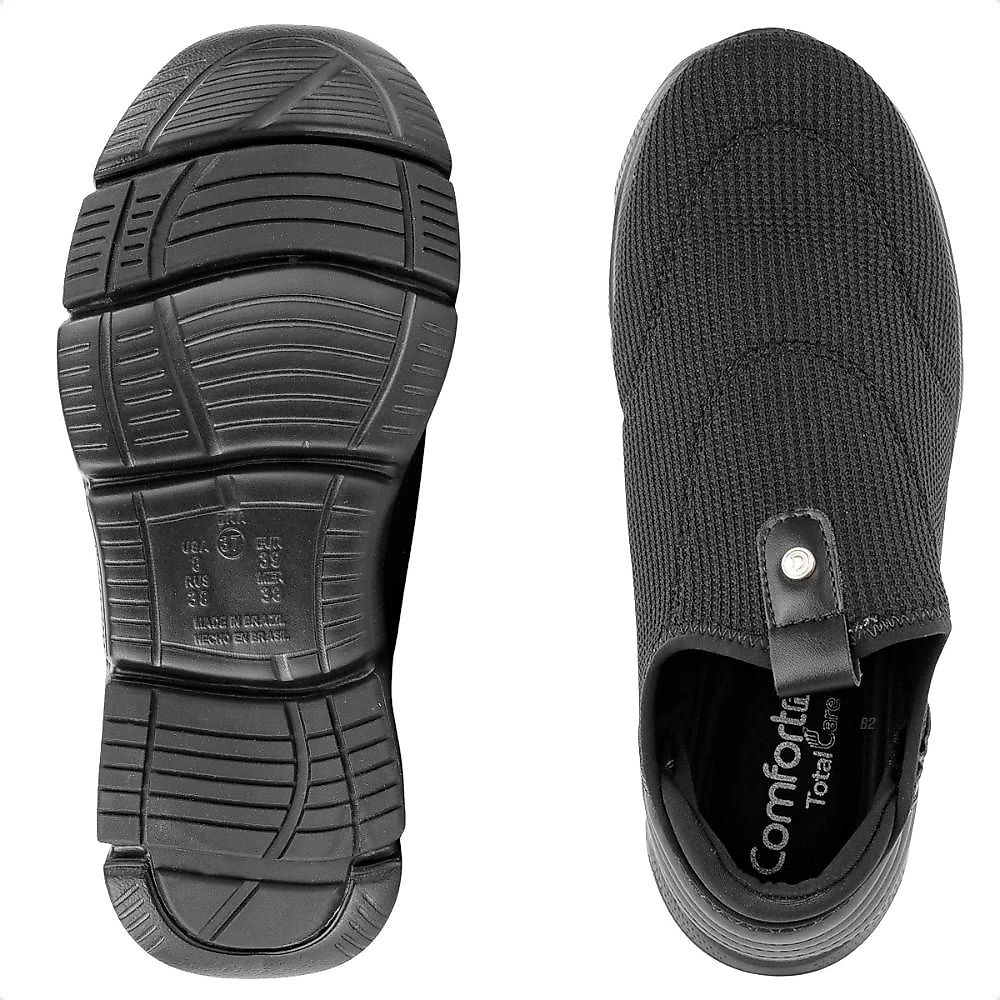 Tênis Comfortflex Knit Slip On Feminino Preto / Preto - 35
