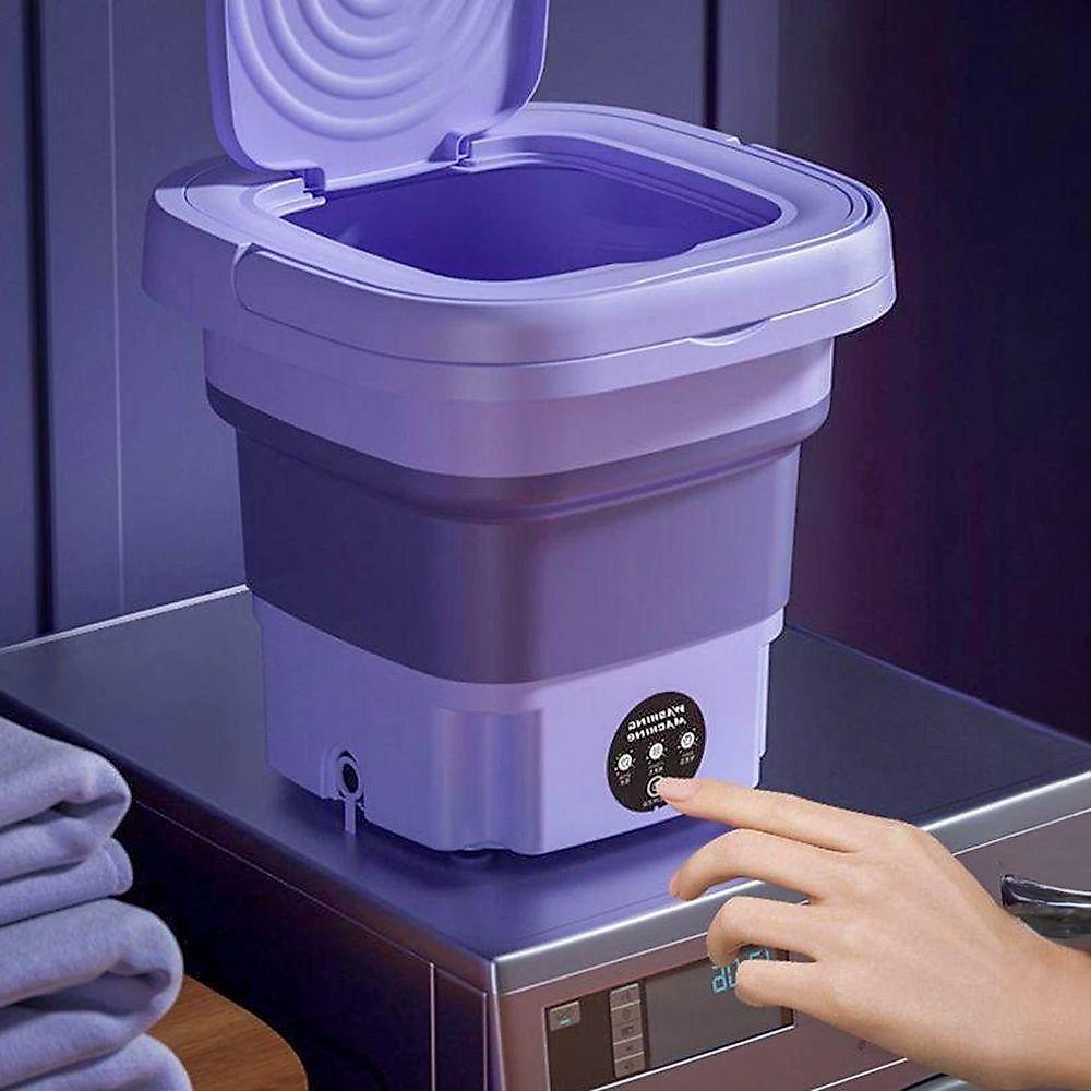 Mini Máquina De Lavar Roupas Dobrável Portátil 6,5l Bivolt Para Viagem E Espaços Pequenos 6,5 Litros lilás