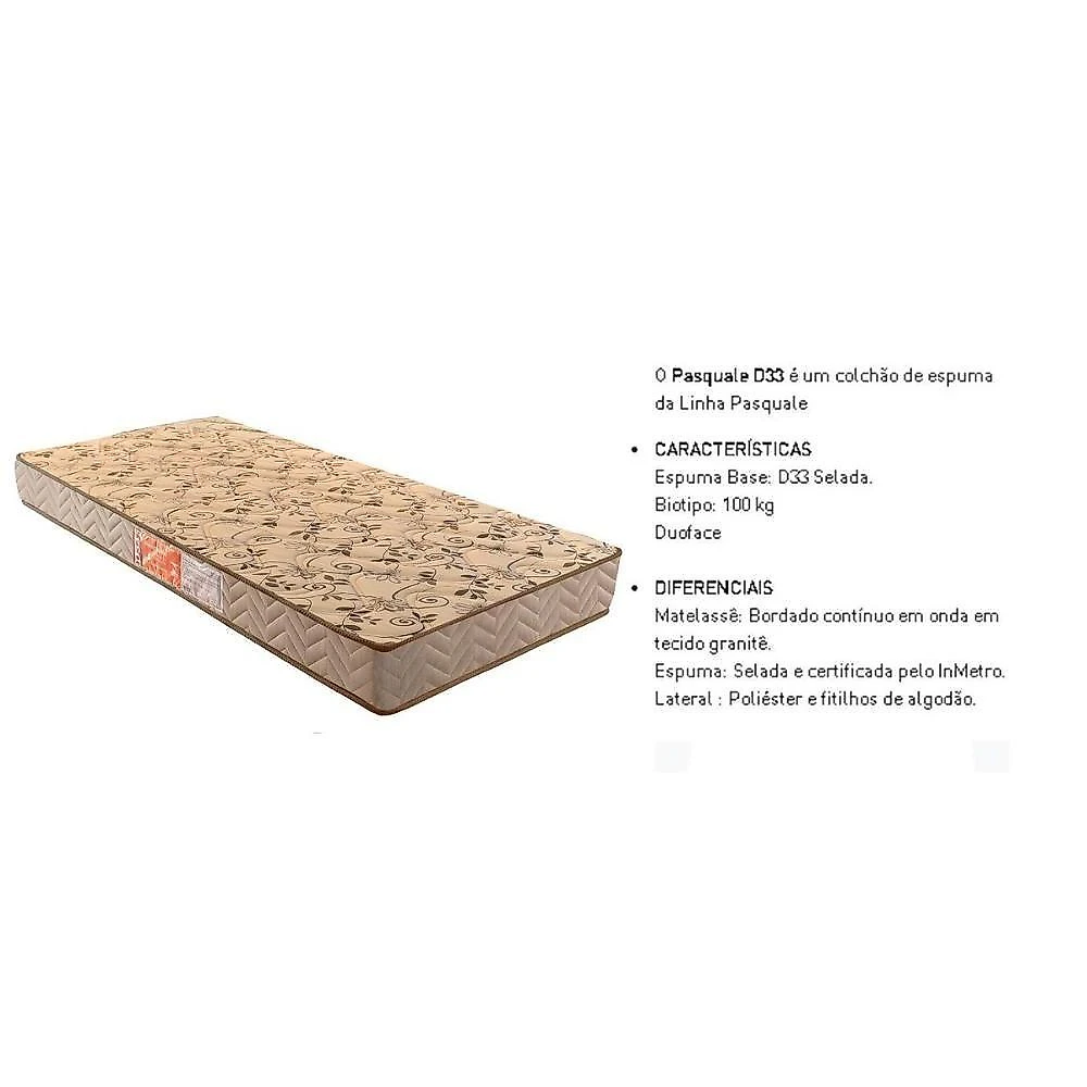 Conjunto Box Baú Queen Colchão Espuma Paropas D33 Pasquale Clean + Base Crc Suede Clean (158x198)