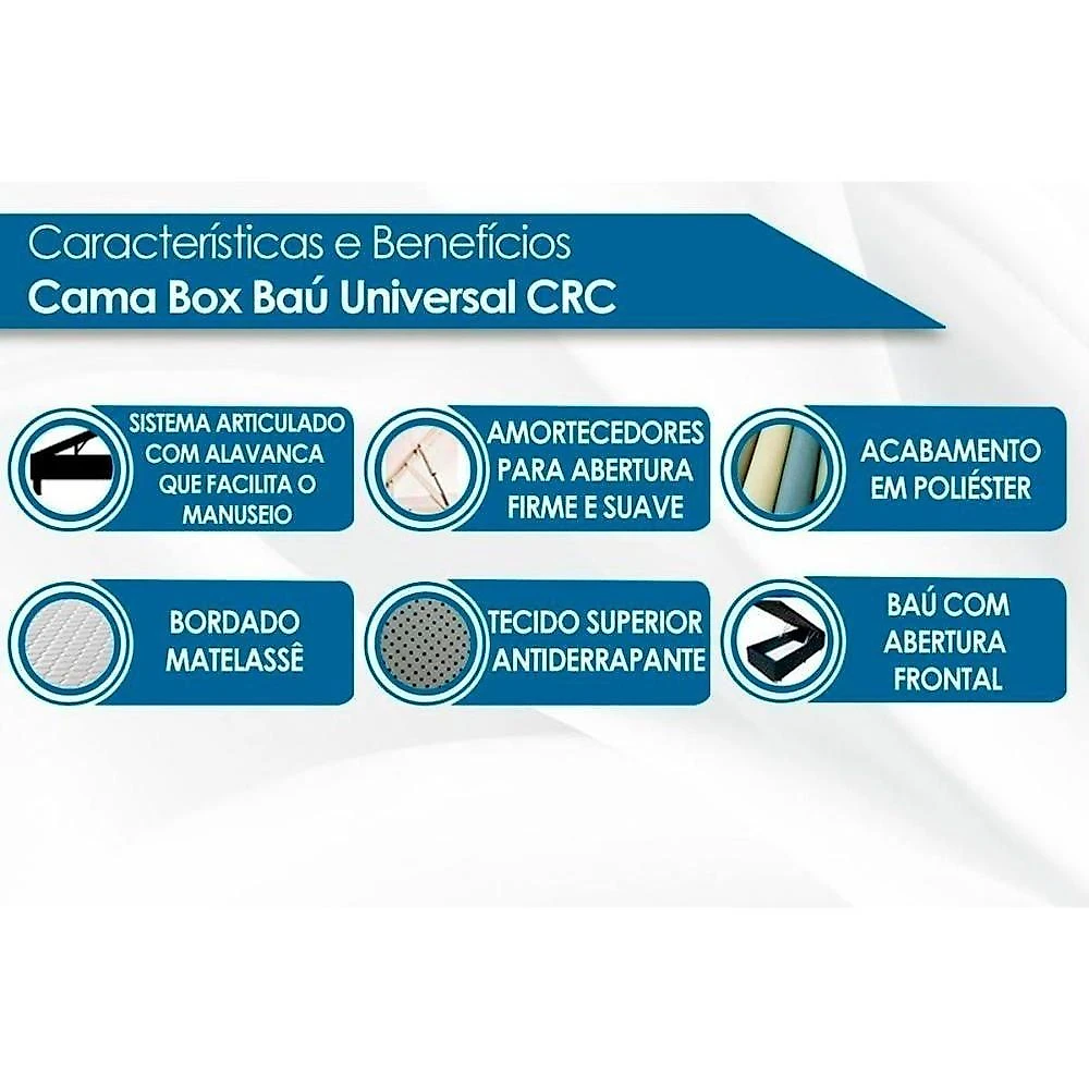 Cama Box Baú CRC Casal + Colchão Molas Ensacadas King Best New Euro Pillow Marrom Anjos
