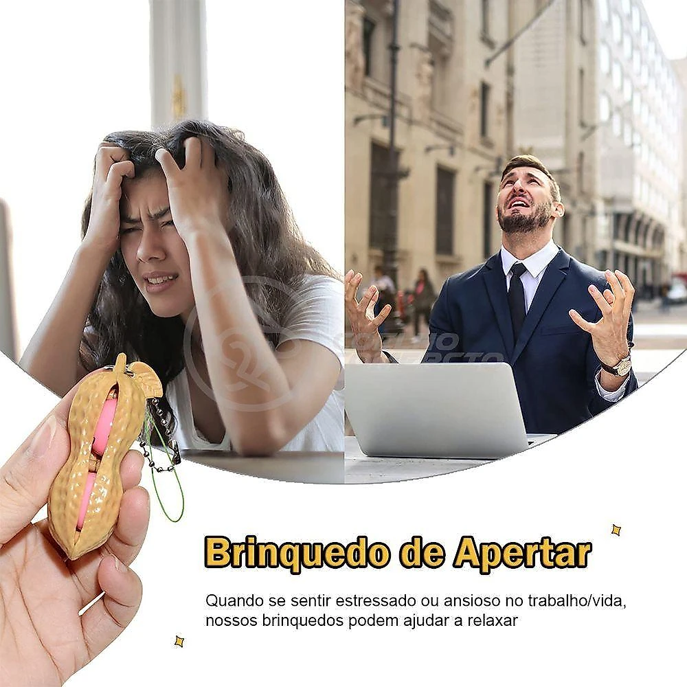 Chaveiro Amendoim Anti Stress Tiktok Relaxa Marrom