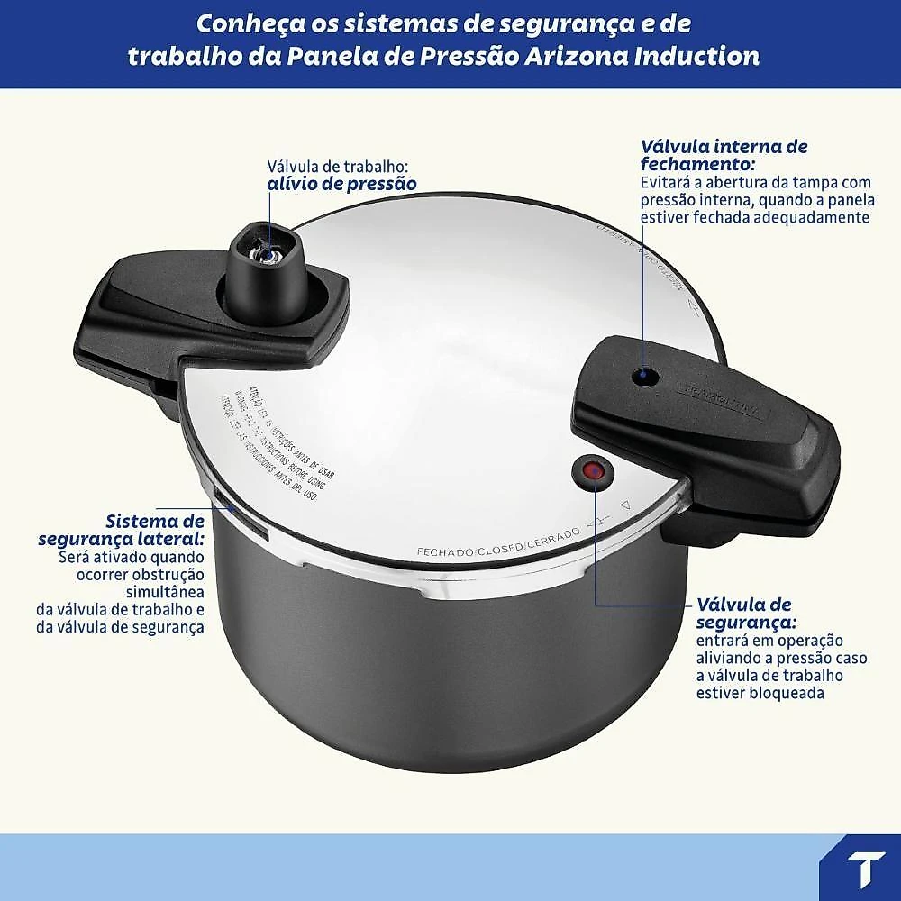Panela de Pressão Arizona Indução Alumínio Antiaderente 4,5L Cinza Tramontina