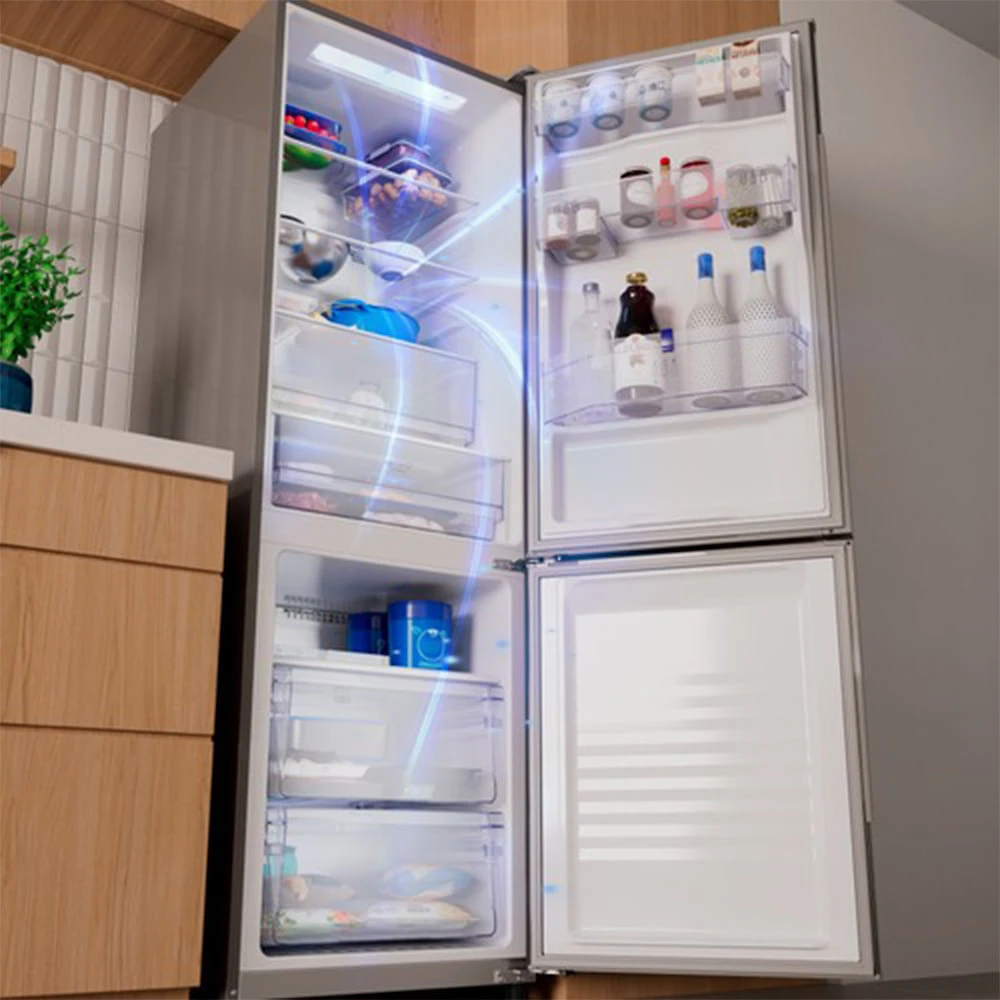 Miniatura Refrigerador Bottom Freezer Panasonic de 02 Portas Frost Free com 407 Litros, Aço Escovado - BB41 110
