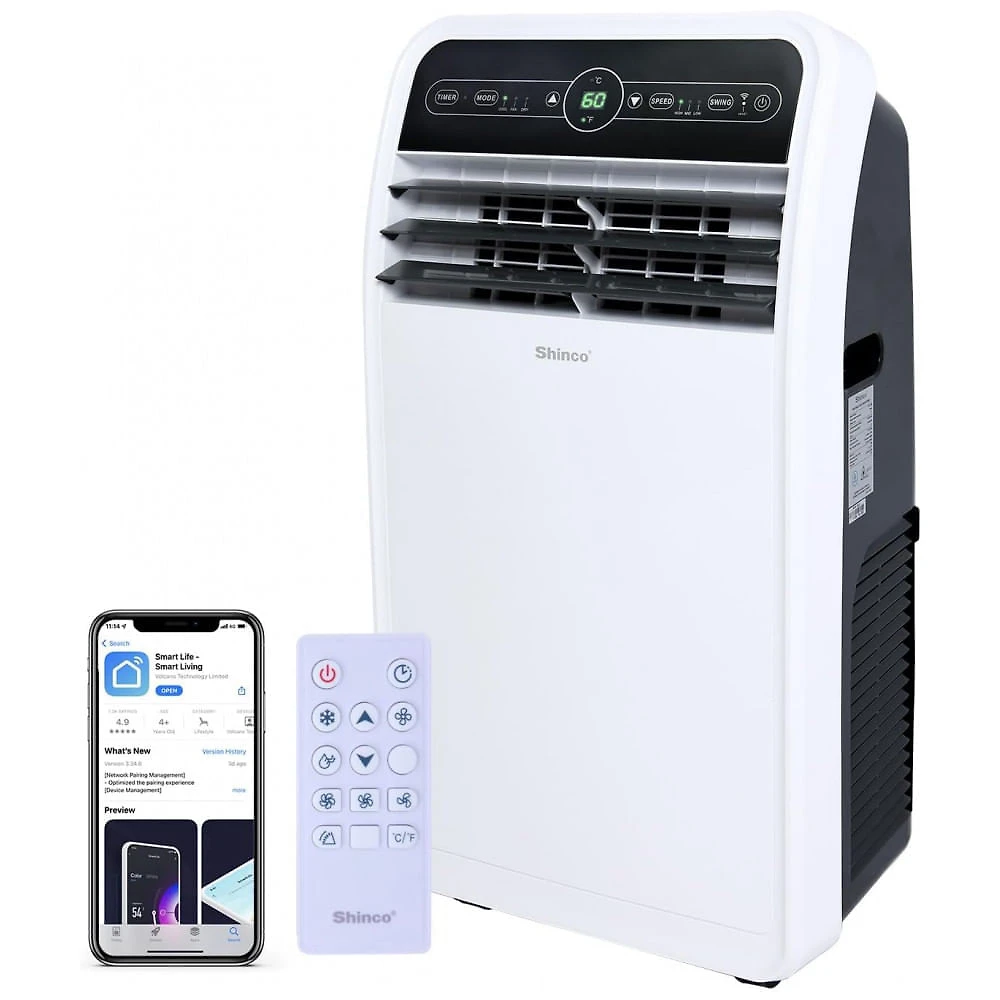 Ar Condicionado Portátil 12000 BTU com Modo Ventilador e Desumidificador, Shinco, Branco