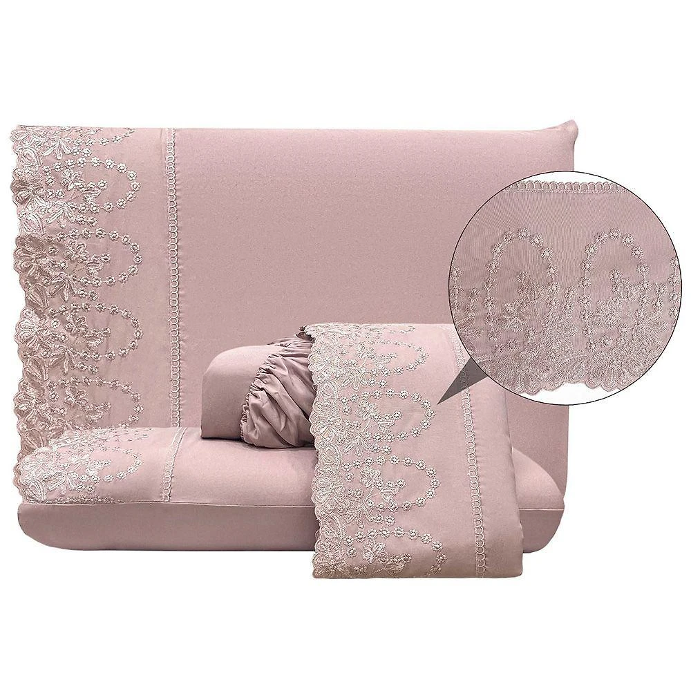 Jogo De Cama Lençol Queen Desirre 4 Peças - Rosê - 100% Poliéster
