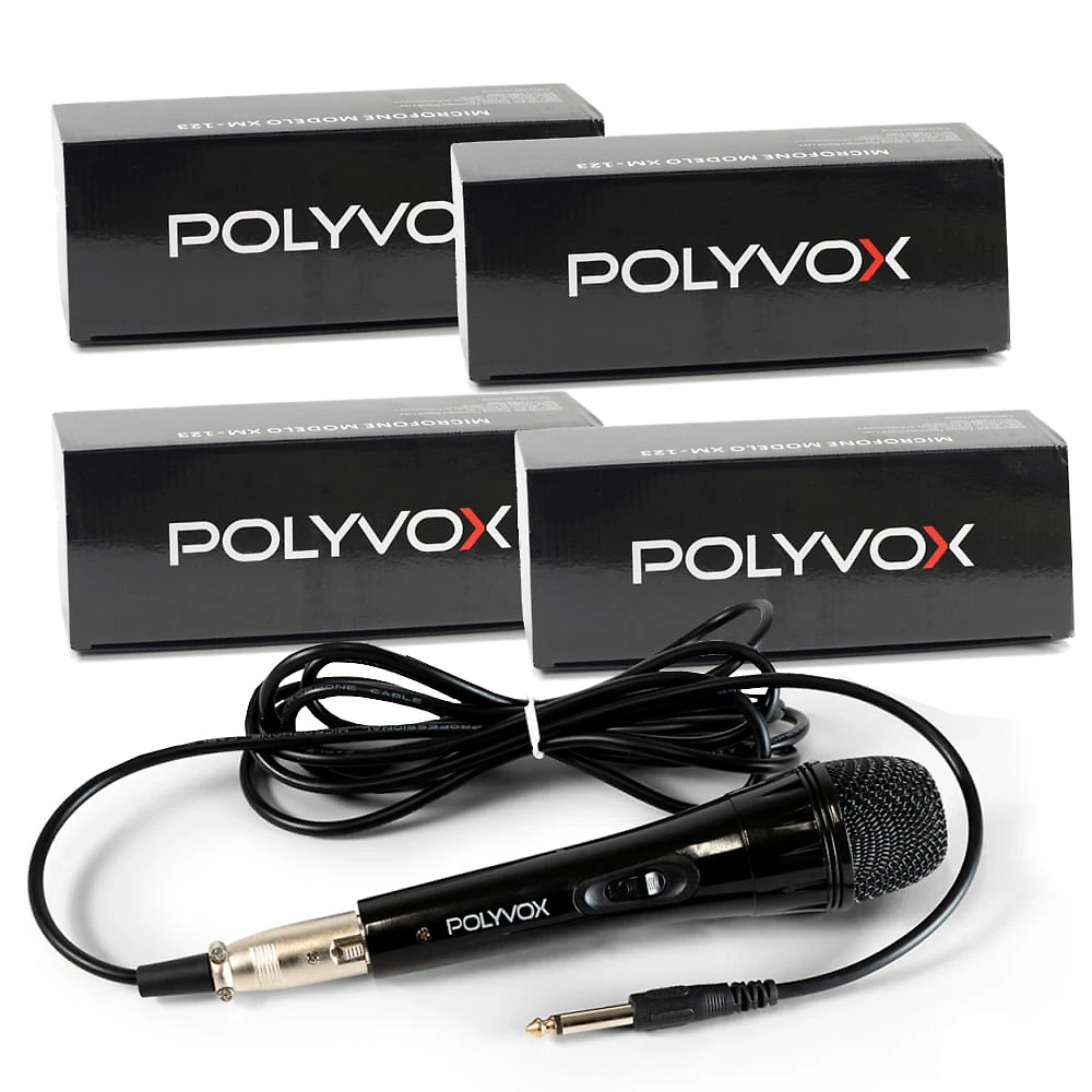4 Microfones Dinâmicos Profissionais Preto com Fio Polyvox