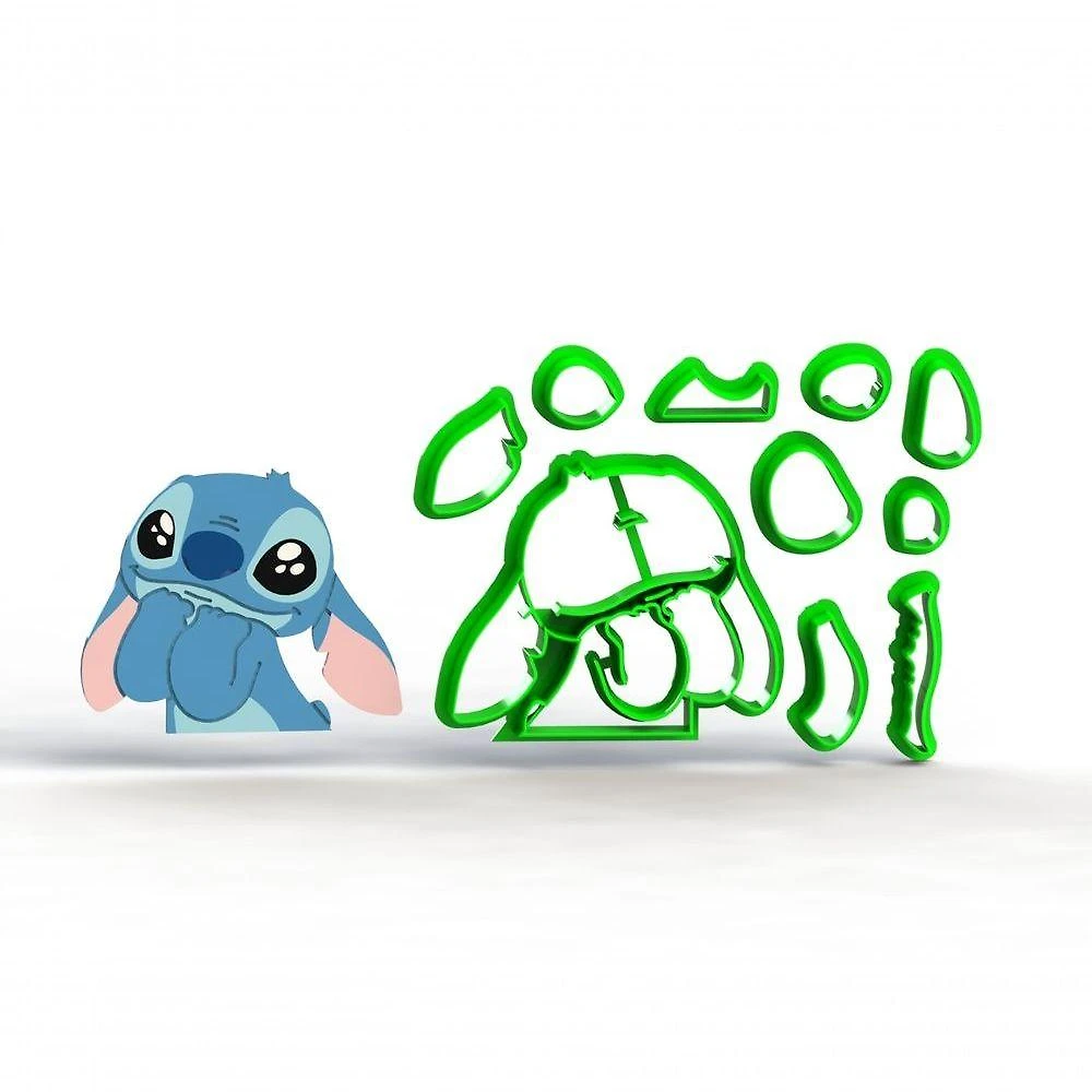 Cortador Stitch Apaixonado (Lilo) Plástico PLA 5CM Transparente HB Formas e Cortadores