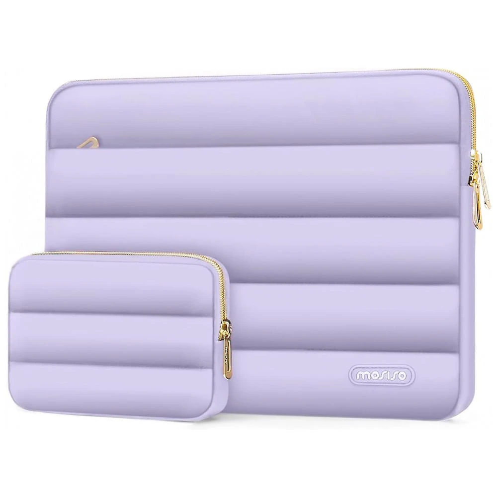 MOSISO 13.3" Laptop Sleeve para MacBook Air/Pro, HP, Dell, ASUS, Lenovo, Poliéster Acolchoado com Estojo Pequeno, Roxo