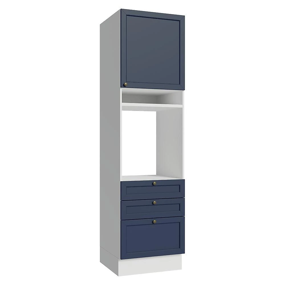 Torre quente 60 cm 1 porta 3 gavetas branco/azul vik madesa