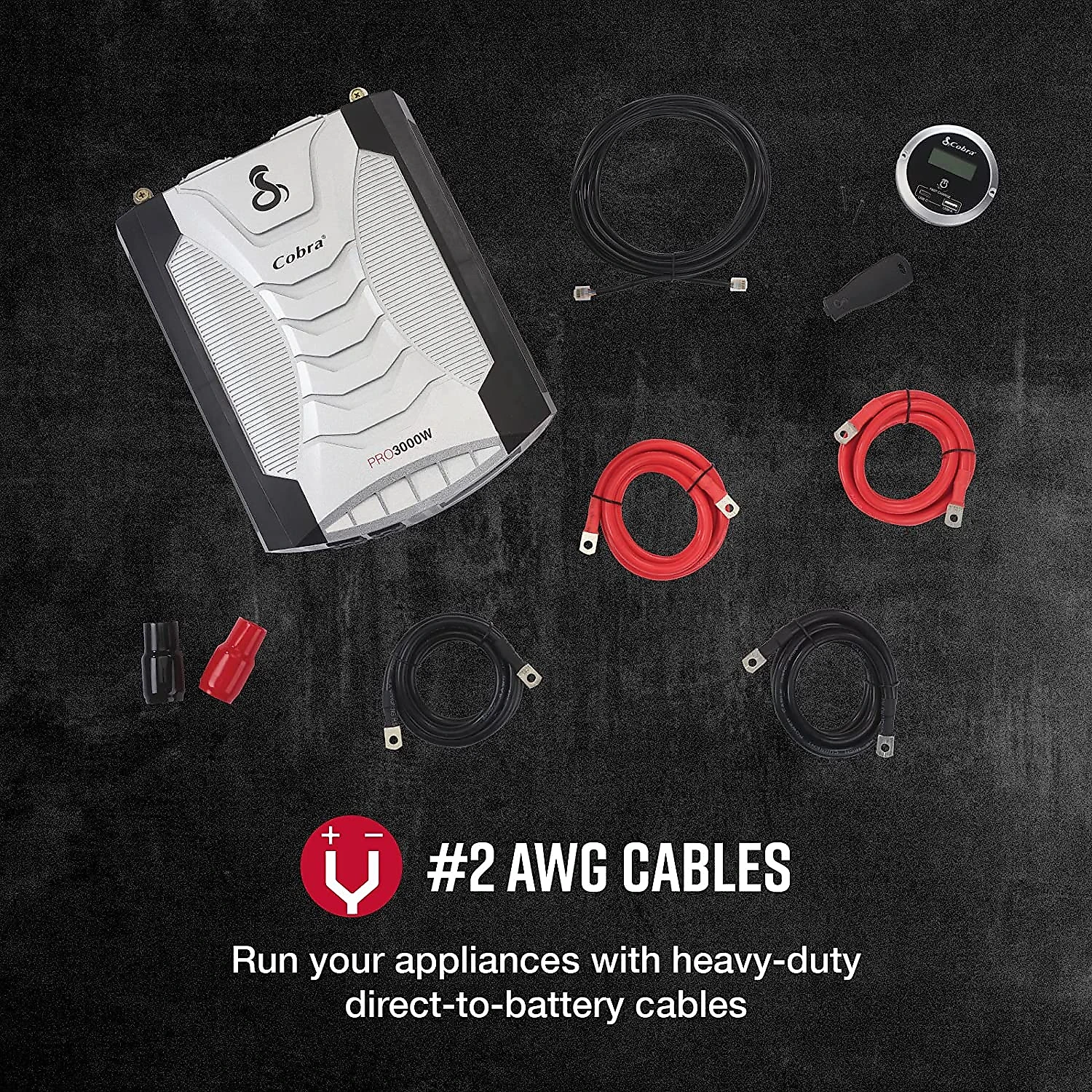 Cobra CPIALCDG1 Inversor de Potência Automotivo 3000W 4 Tomadas 2 Porta USB e Controle Remoto