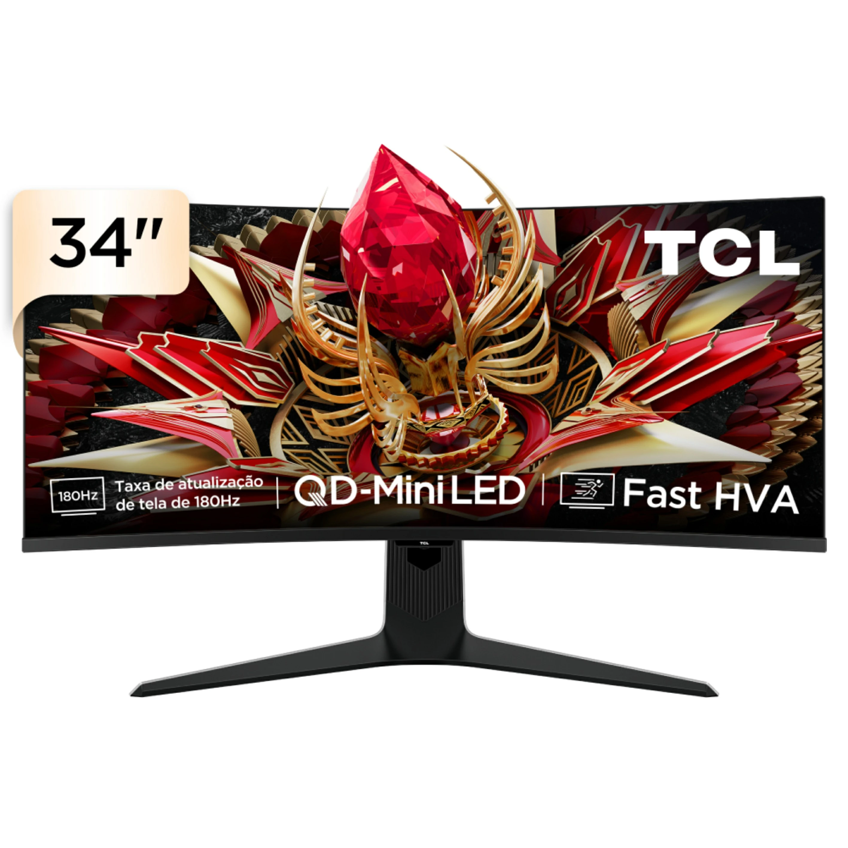 Monitor Gamer Curvo TCL 34 Polegadas QD-Mini LED WQHD R83Q 180Hz 1ms (GtG) HDR 1400 nits 34R83Q