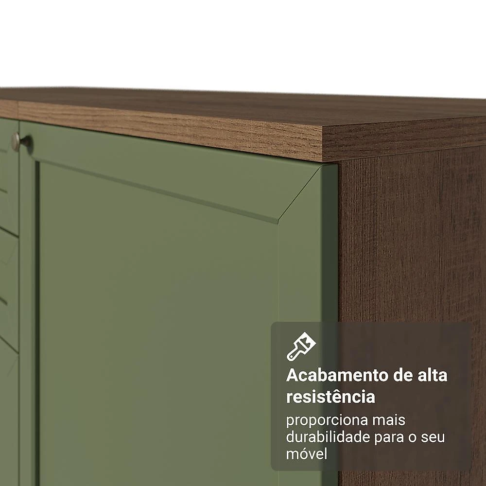 Kit com 2 balcões de cozinha 3 gavetas 4 portas (sem tampo e pia) rustic/verde vik madesa 01