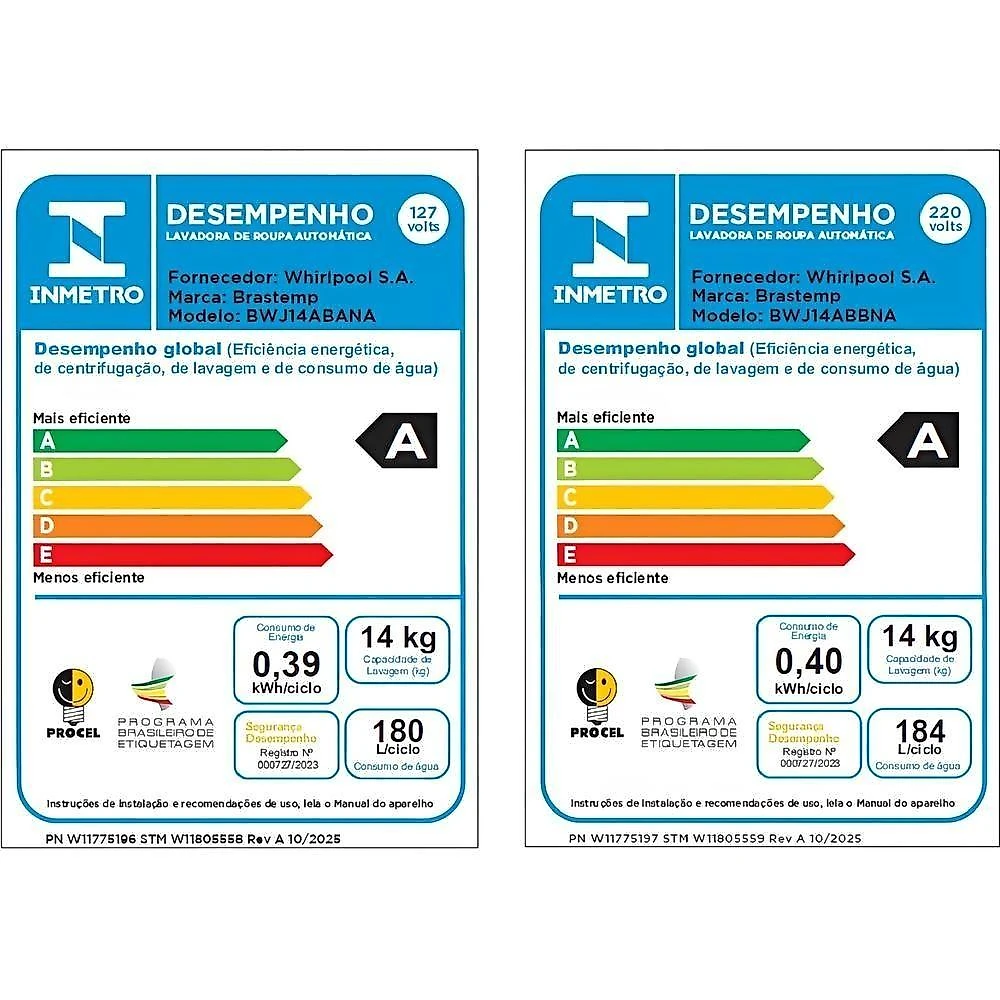 Máquina de Lavar Brastemp BWJ14AB 14kg Automática com Smart Sensor e Reduzir Tempo Branca 110V
