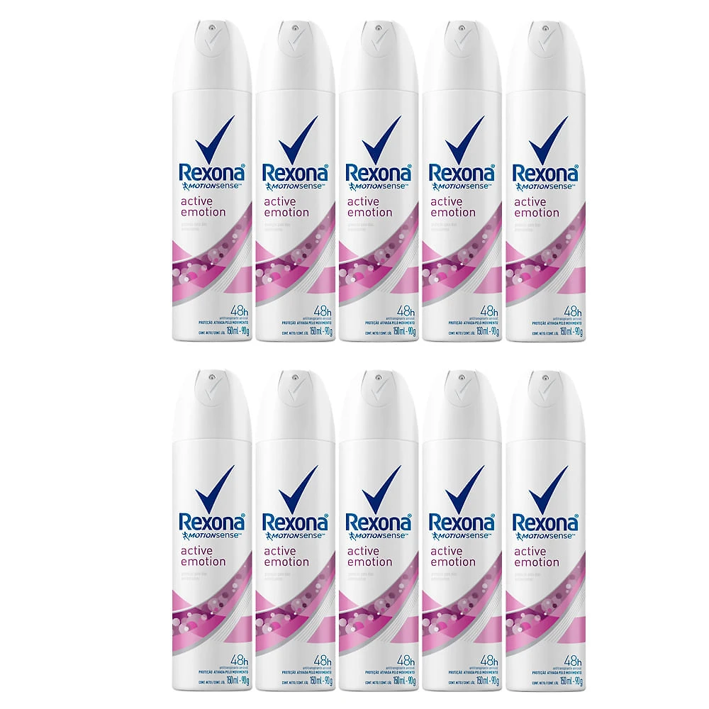 Kit 10X Desodorante Antitranspirante Rexona Active Emotion Aerosol com 15