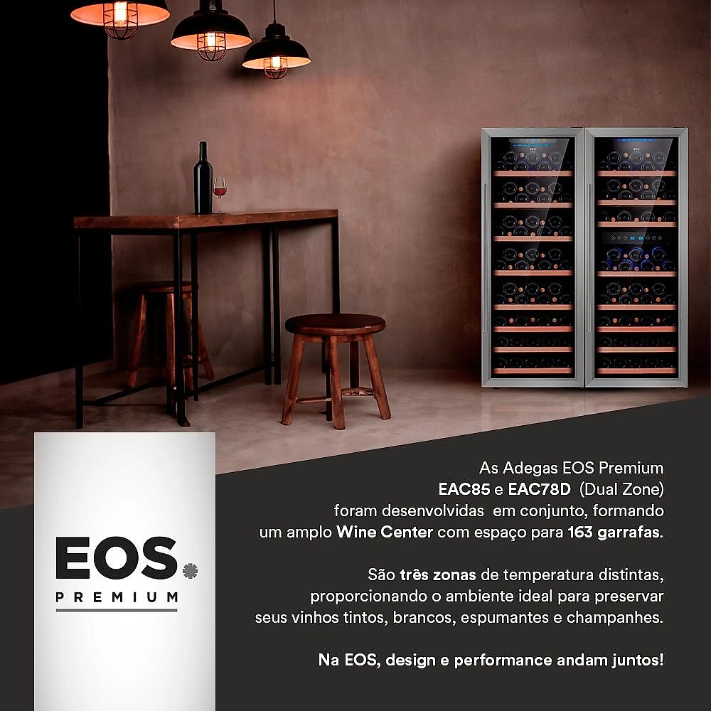 Adega Climatizada de Embutir 85 Garrafas EOS Premium com Compressor EAC85 220V