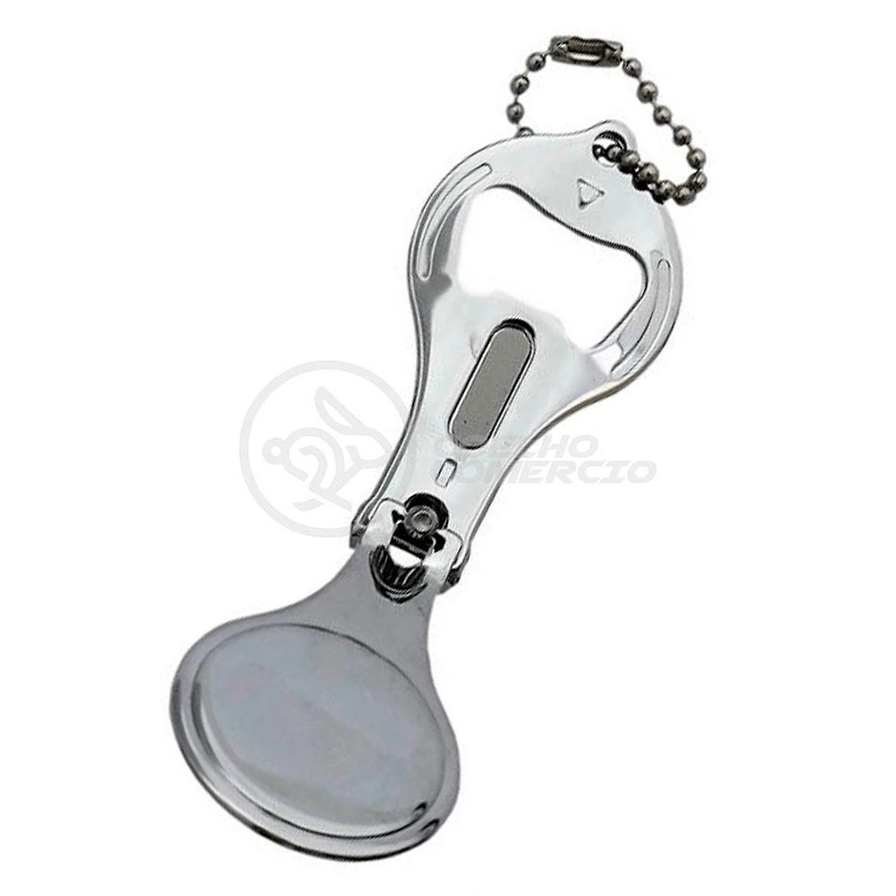 Kit 5 Cortador Unha C/ Lixa Inox Abridor Garrafa Chaveiro
