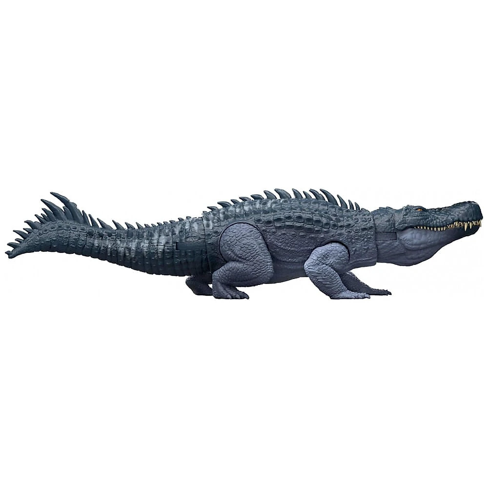 Figura de dinossauro Mattel Jurassic World Rebirth Gigantic Thrashers Purussaurus com ataques de cauda