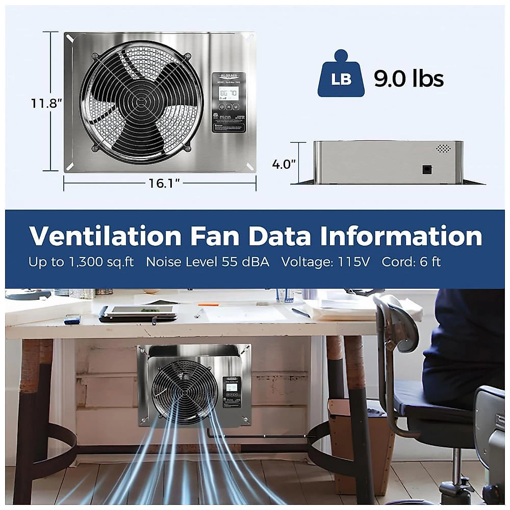 Ventilador de Parede com Classificação IP55 e Controlador de Temperatura, 115V, ALORAIR