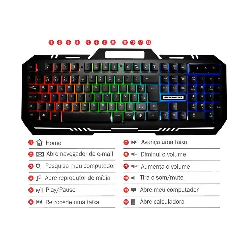 Teclado Gamer Led Rgb Usb Abnt2 Km-m712