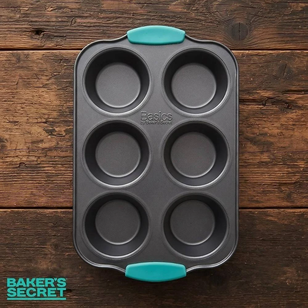 Forma para Cupcake Muffin Mini Bolo BS10526 Antiaderente Aço Carbono Silicone 6 Cavidades Cinza