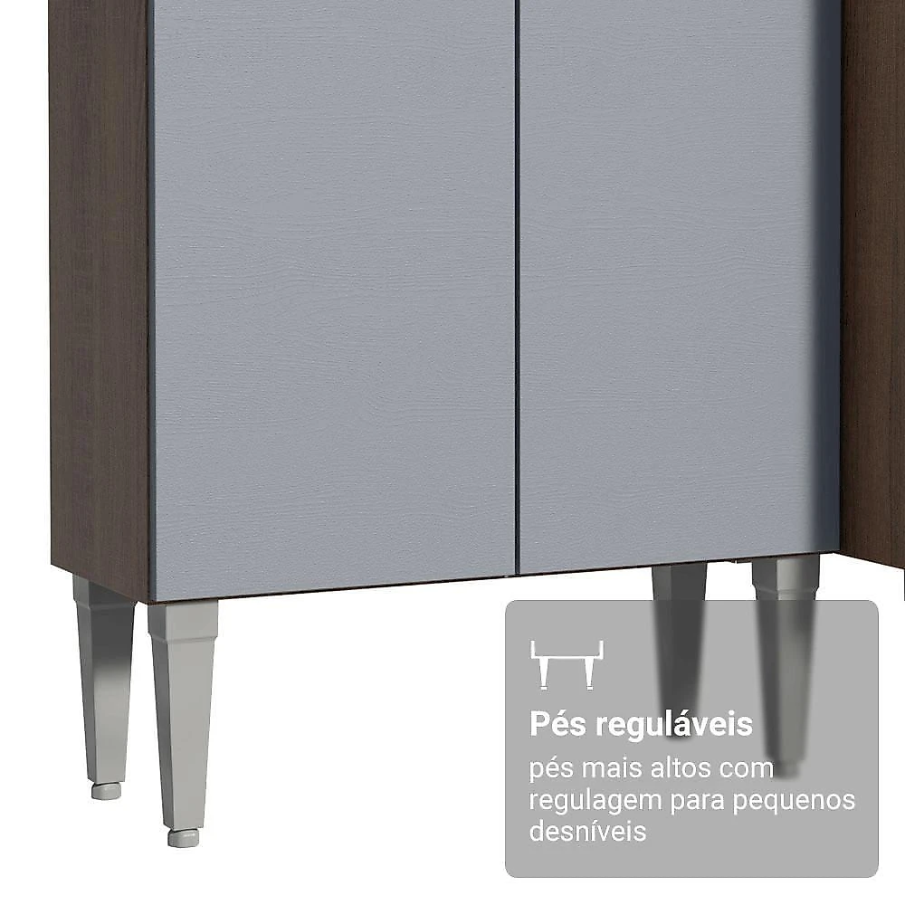 Armário De Cozinha Compacta 156 Cm Rustic-cinza Emilly Madesa 01