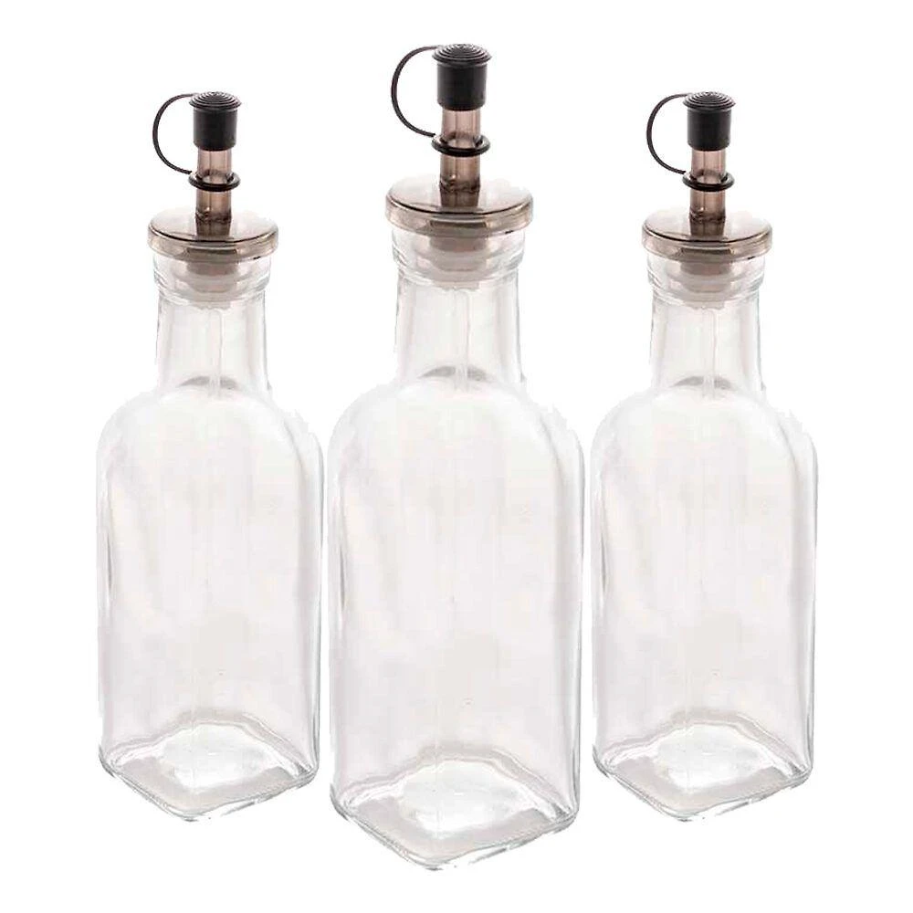 Kit 3 Garrafas Para Azeite De Vidro Com Tampa Lyor 200ml