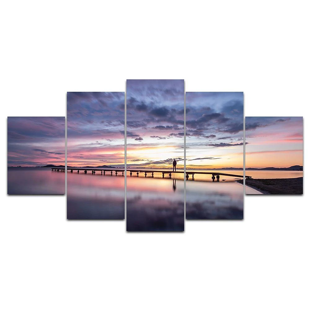 Kit Placas Quadros Decorativos 5 Pçs 3d Borda Infinita Ponte