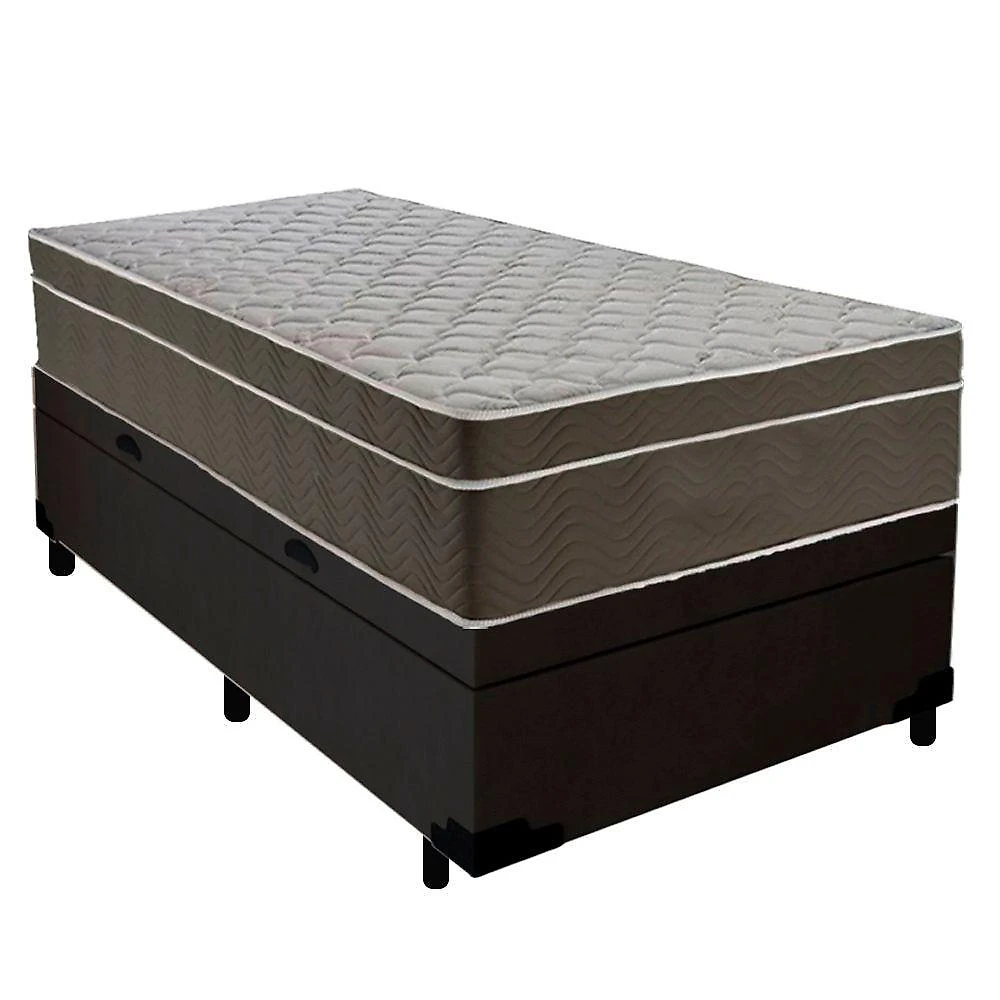 Cama Box Baú Suede Solteiro + Colchão Sereneprime Molas Ensacadas 88x188x69 Preto