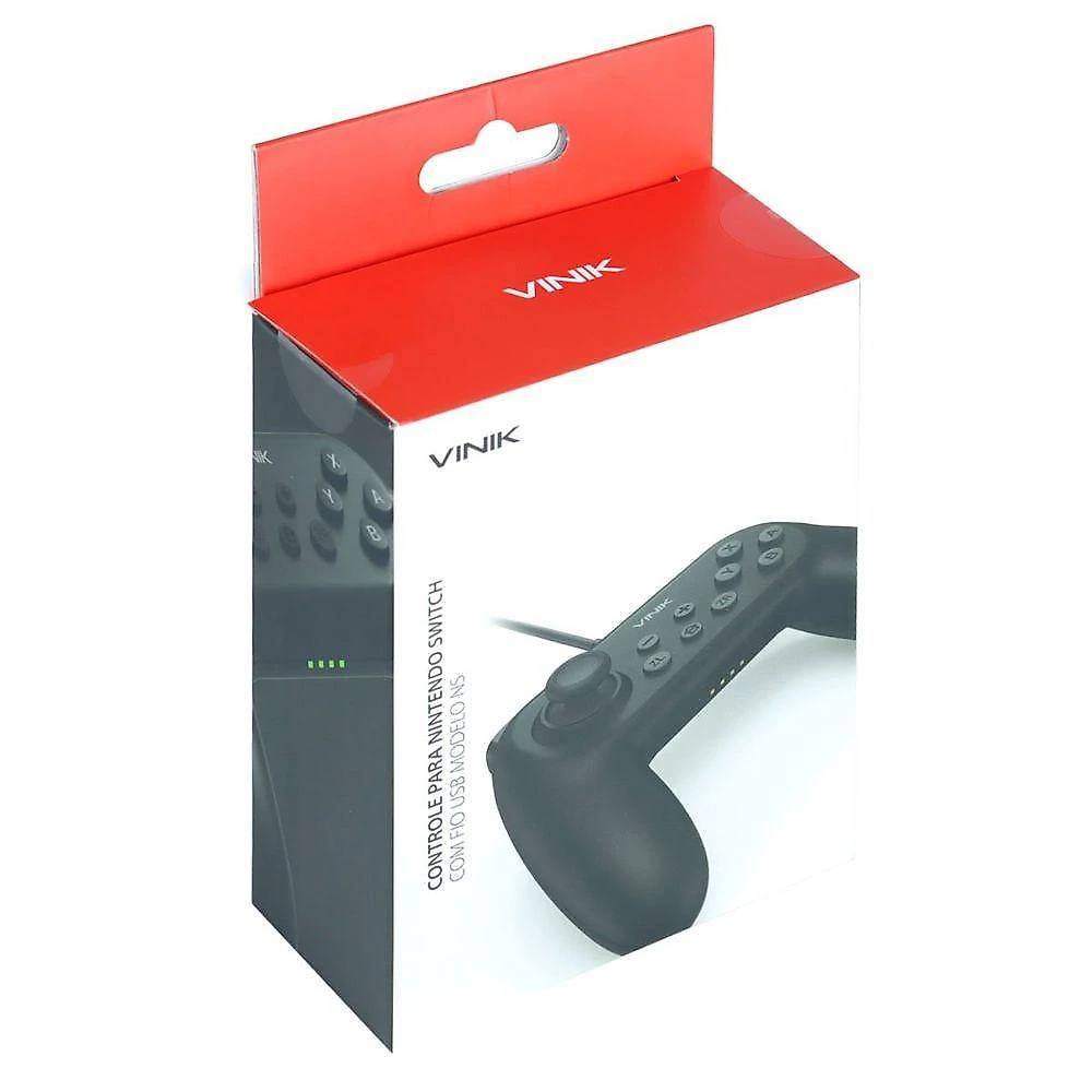 Controle com Fio Vinik NS para Nintendo Switch USB Motor de Vibracao Preto