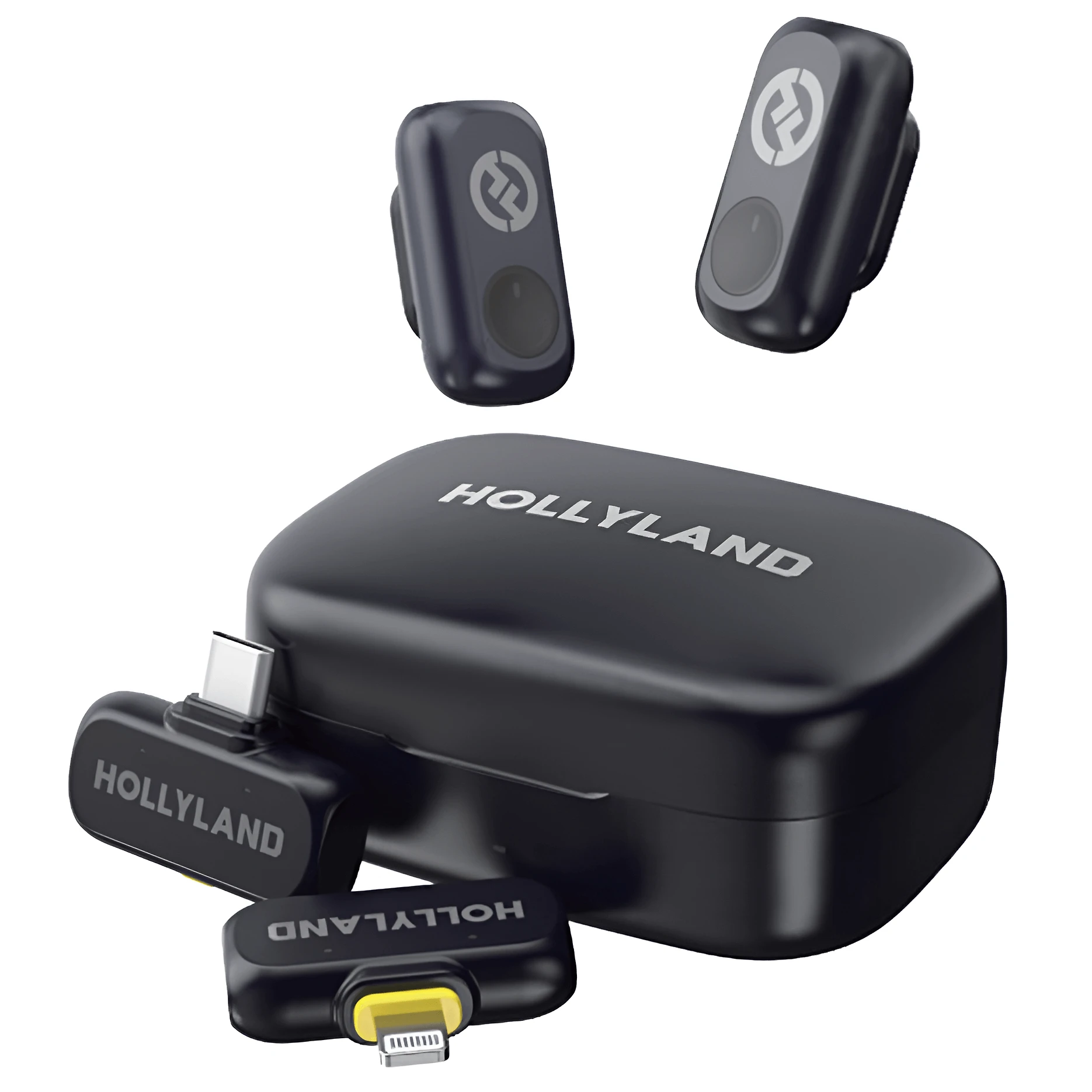 Sistema Microfone Duplo Hollyland LARK A1 Combo Wireless 2 Pessoas Smartphones USB-C e Lightning