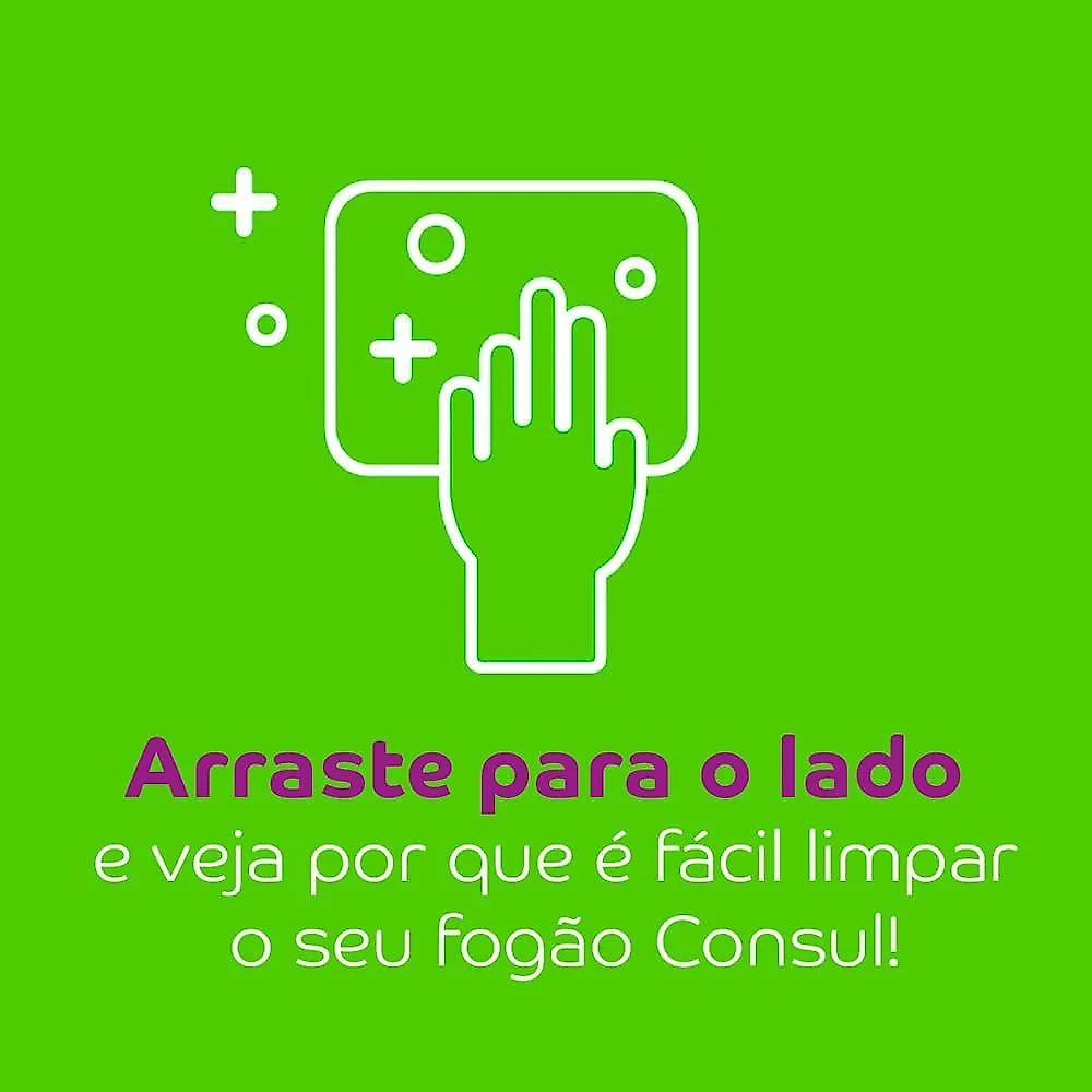 Fogão 4 bocas consul cfo4var mesa de vidro acendimento automático bivolt inox