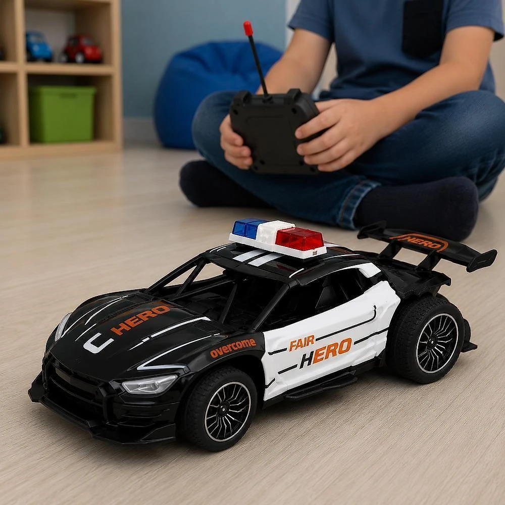 Carrinho Policia Controle Remoto Luz Som Carro Esportivo Vel Recarregável Yeet