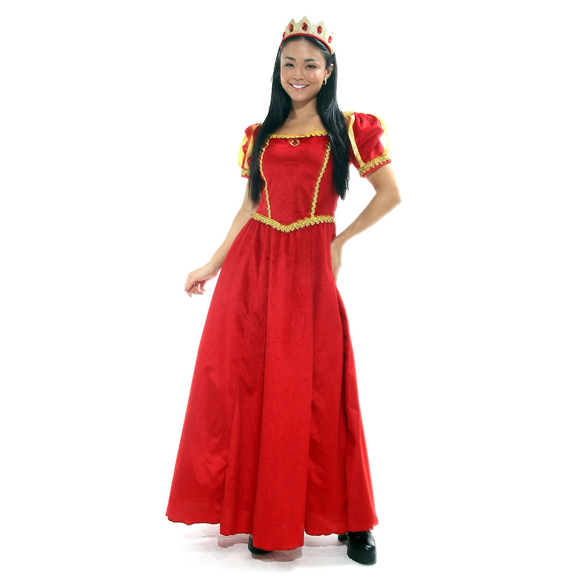 Miniatura Fantasia de Rainha Vestido Adulto de Veludo Vermelho e Coroa G