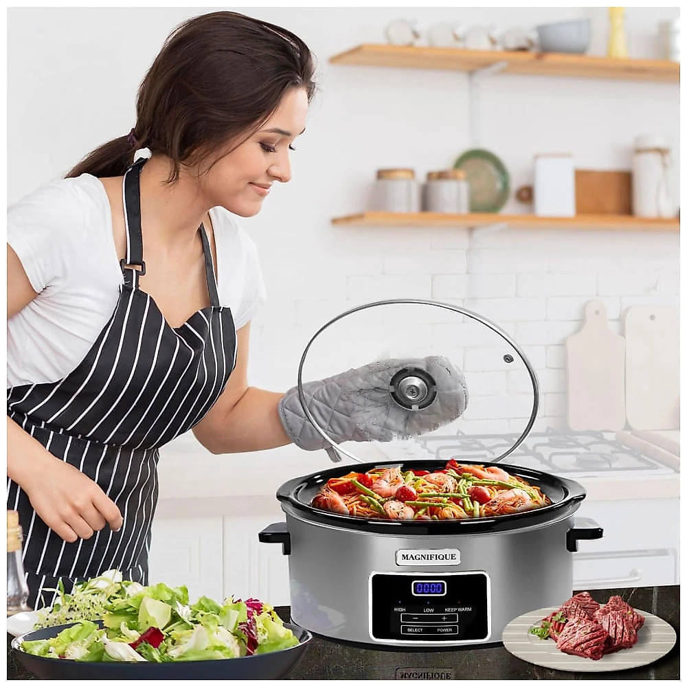 Panela Elétrica Programável 7,4L com Timer e Controle de Temperatura, 110V 320W, HOMECOOKIN, Prata
