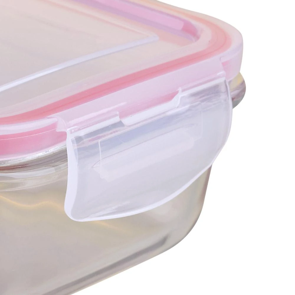 Kit 3 Potes Retangulares de Vidro 570ml com Tampa Hermética Cazza