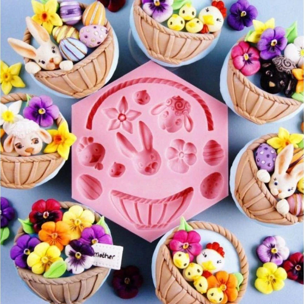 Molde Silicone Páscoa Coelho Flores Cesta Ovelha Pintinho Antiaderente Multiuso HB Formas