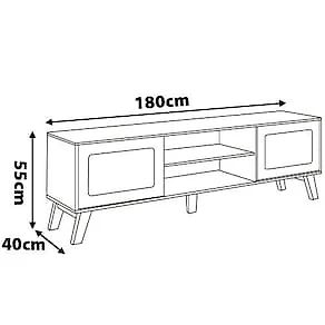 Rack Artely Charlotte com 180 cm de Largura, Ideal para TV de até 75” Carvalho/Menta