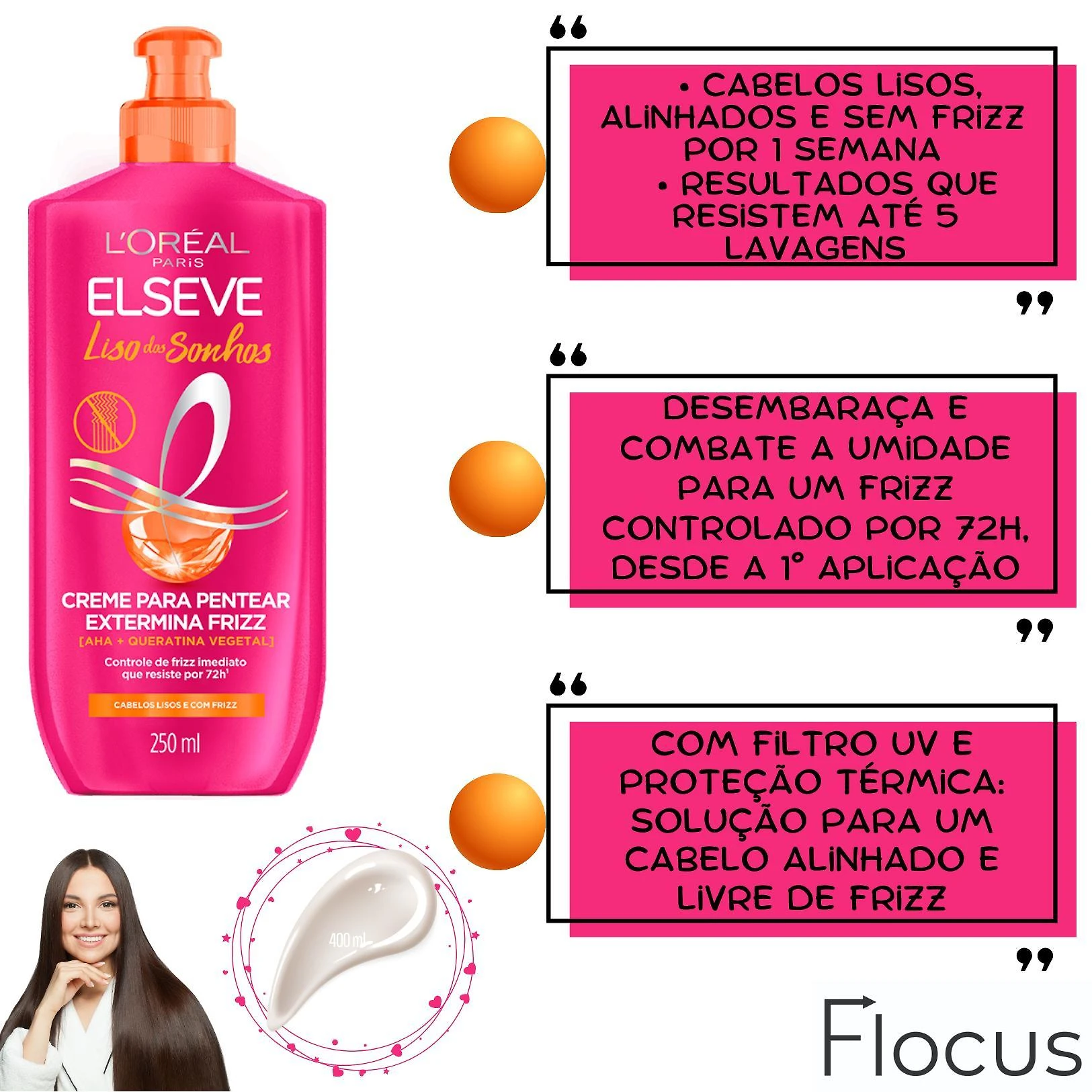 Miniatura Kit Novo Liso Dos Sonhos Elseve Creme Pentear Extermina Friz
