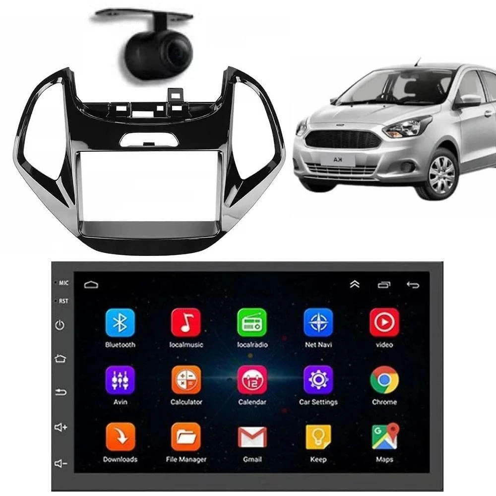 Central Multimídia Automotiva Android Auto Ford Ka Moldura + Câm Bp 7 Touch Screen Bluetooth Wi-Fi