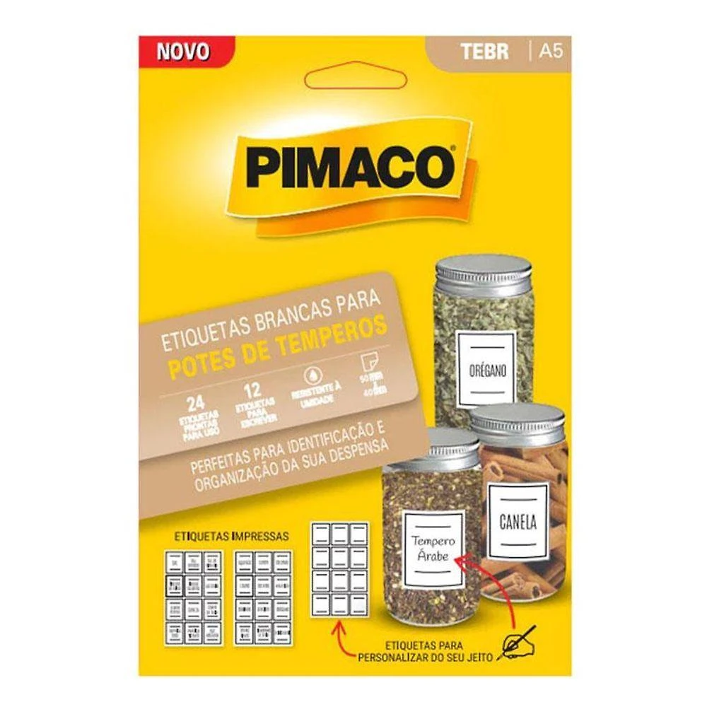 Etiqueta Adesiva Para Pote De Tempero 36 Unidades - Pimaco