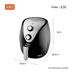 Fritadeira Elétrica Sem Óleo Air Fryer Mondial AF-30 Family Inox IV 3,5l – Preta 110V