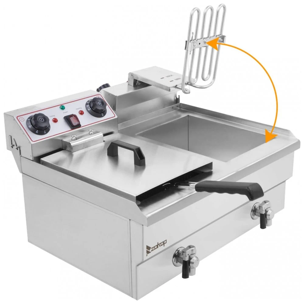 Fritadeira Elétrica Dupla Profissional 23 Litros de Capacidade, Aço Inoxidável, 110V 3400W, Zokop