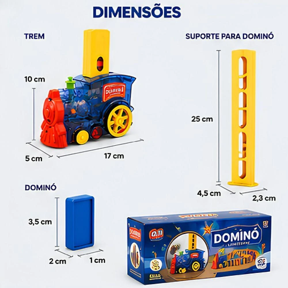 Trem de Brinquedo Dominá com Luz Fumaça e Música 80 Peças Toys & Toys